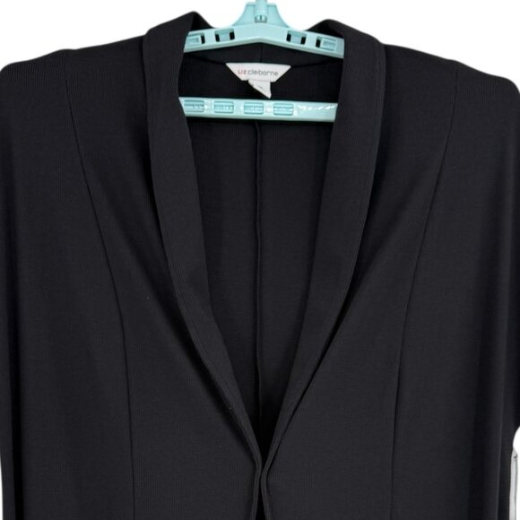 NWT Liz Claiborne Women's Open Front Short Sleeve Black Cardigan Sweater Size M - Picture 4 of 11